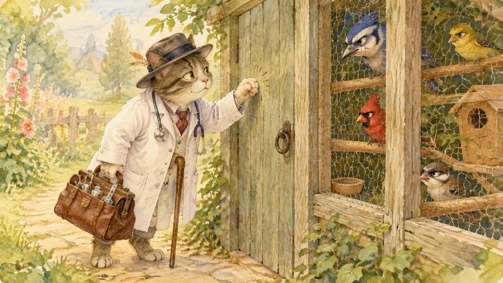 A gata e os pássaros