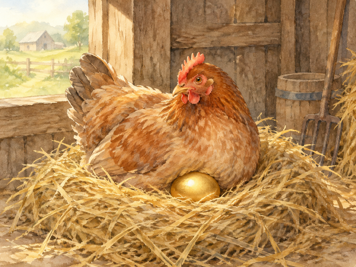 Ilustração: a galinha dos ovos de ouro