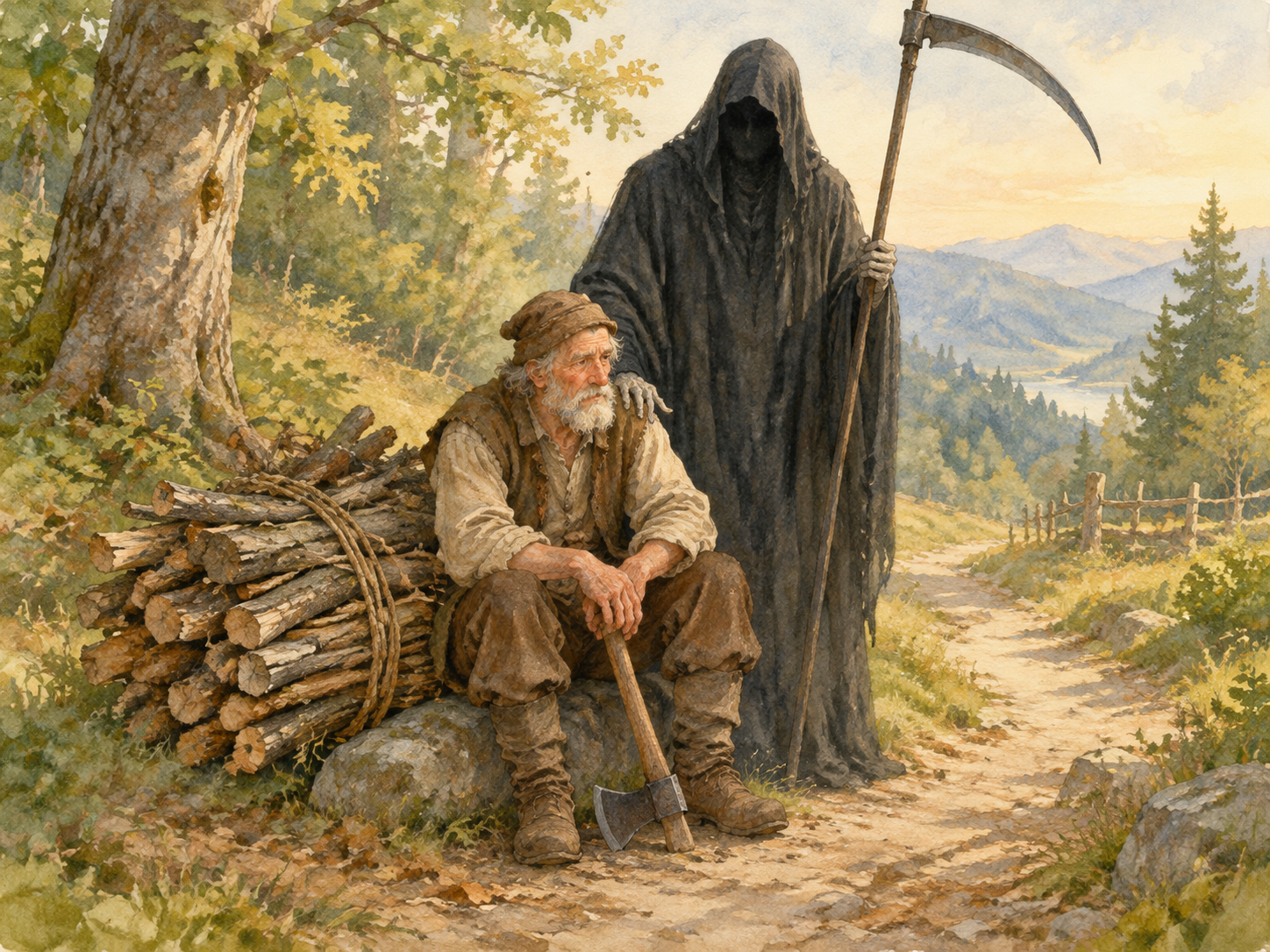 Ilustração: a morte e o lenhador