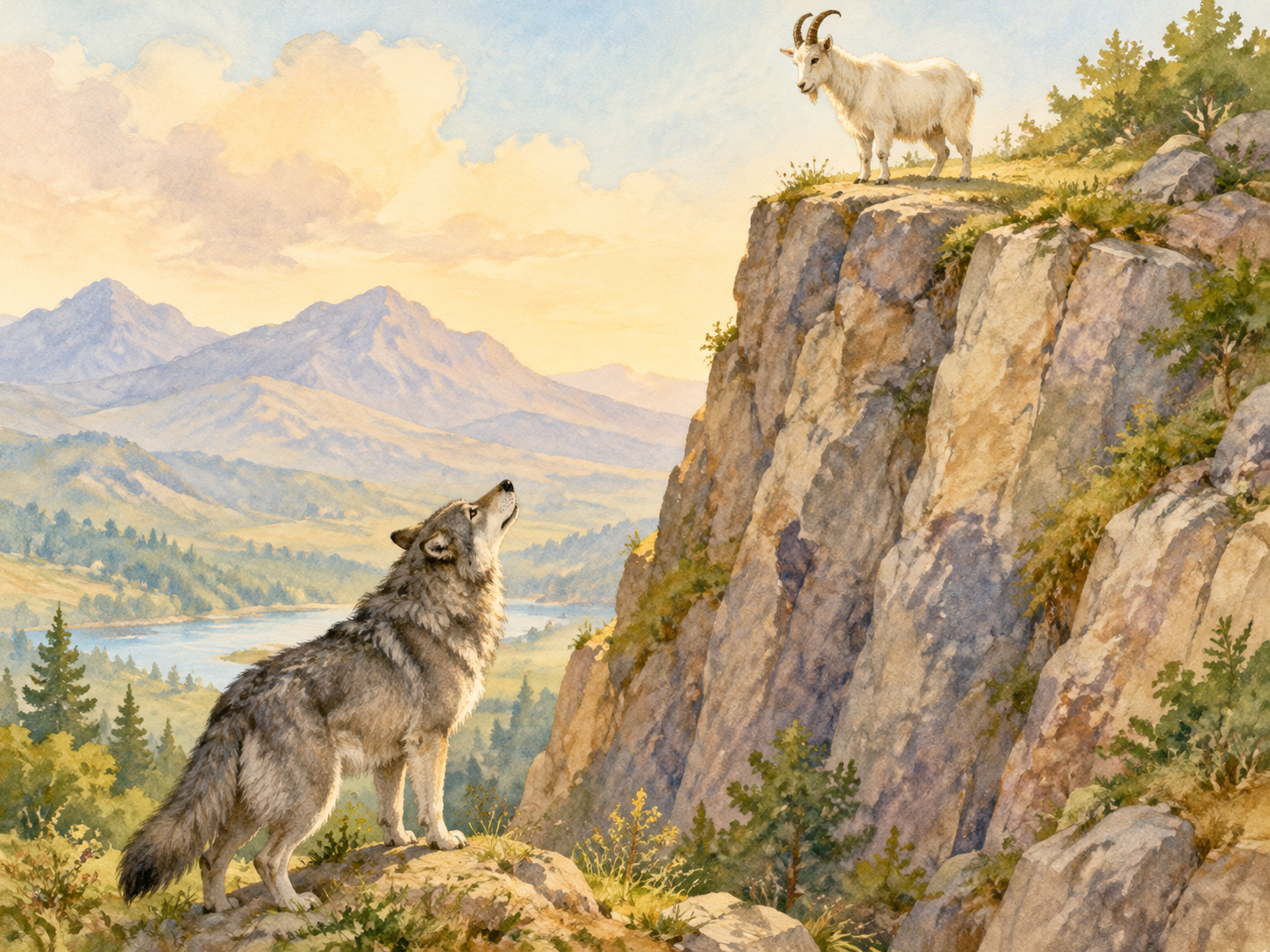 Ilustração: o lobo e a cabra